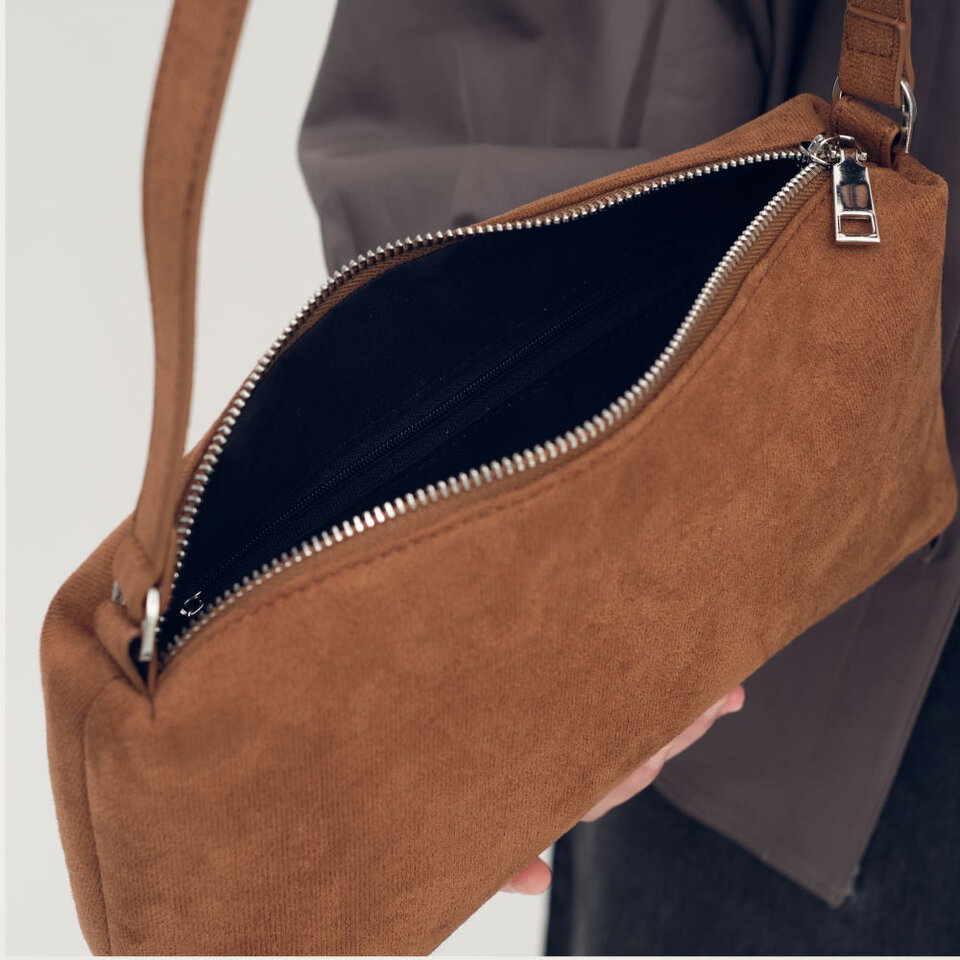 絨面皮感單肩包