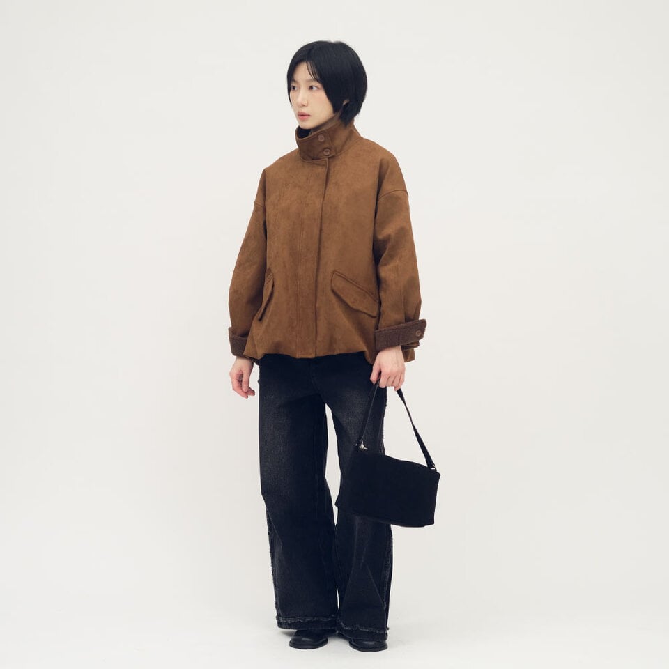 絨面皮感單肩包