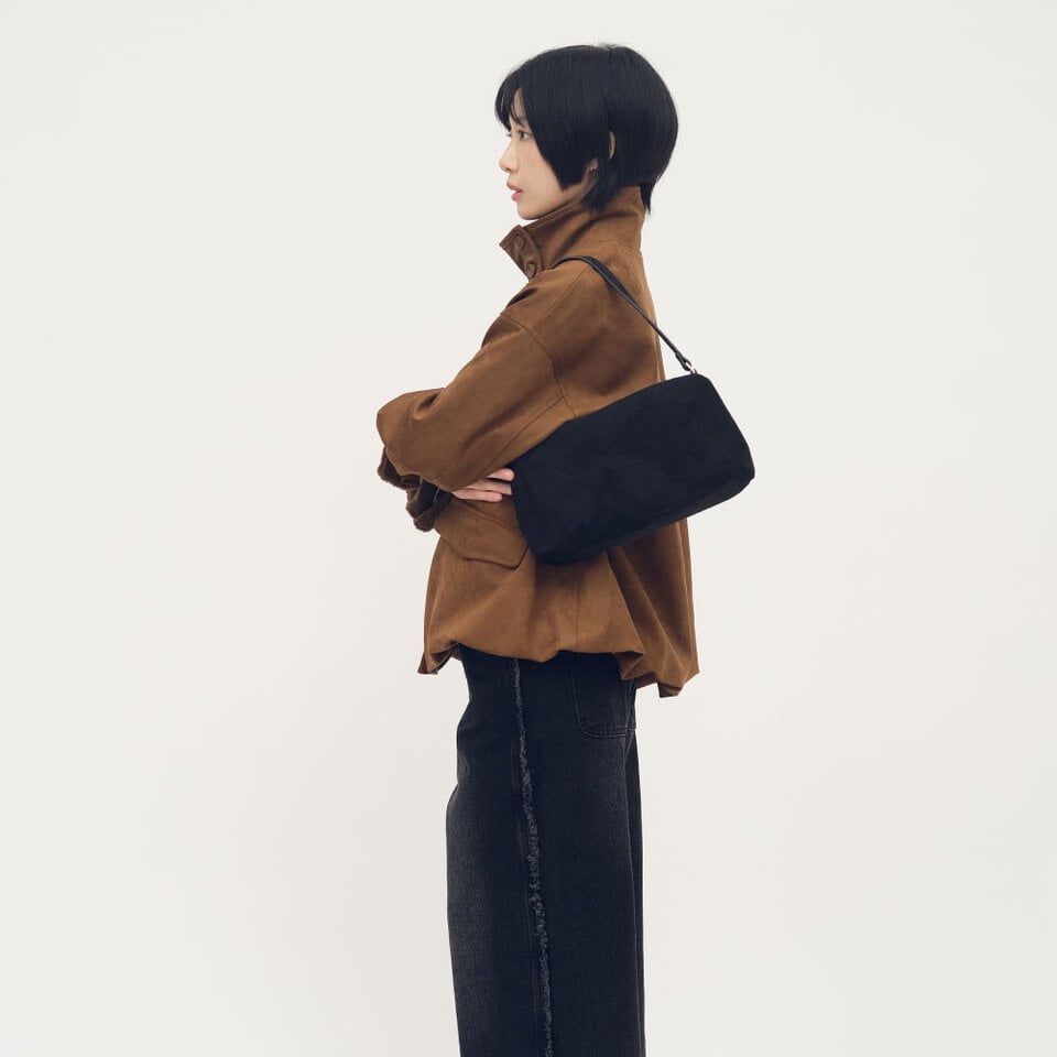 絨面皮感單肩包