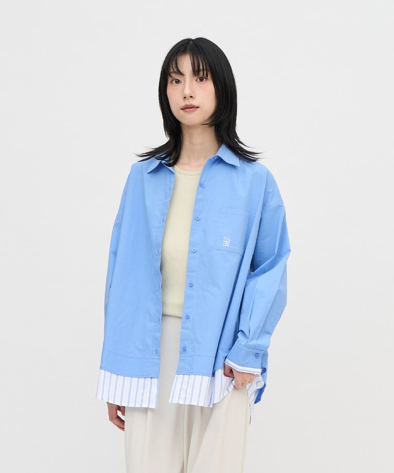 條紋拼接襯衫
