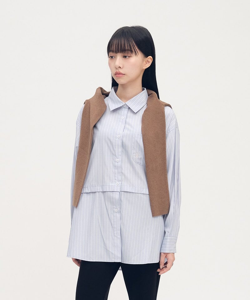 條紋兩截式開釦襯衫