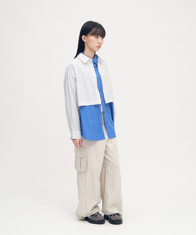 條紋兩截式開釦襯衫