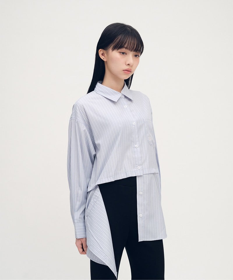 條紋兩截式開釦襯衫