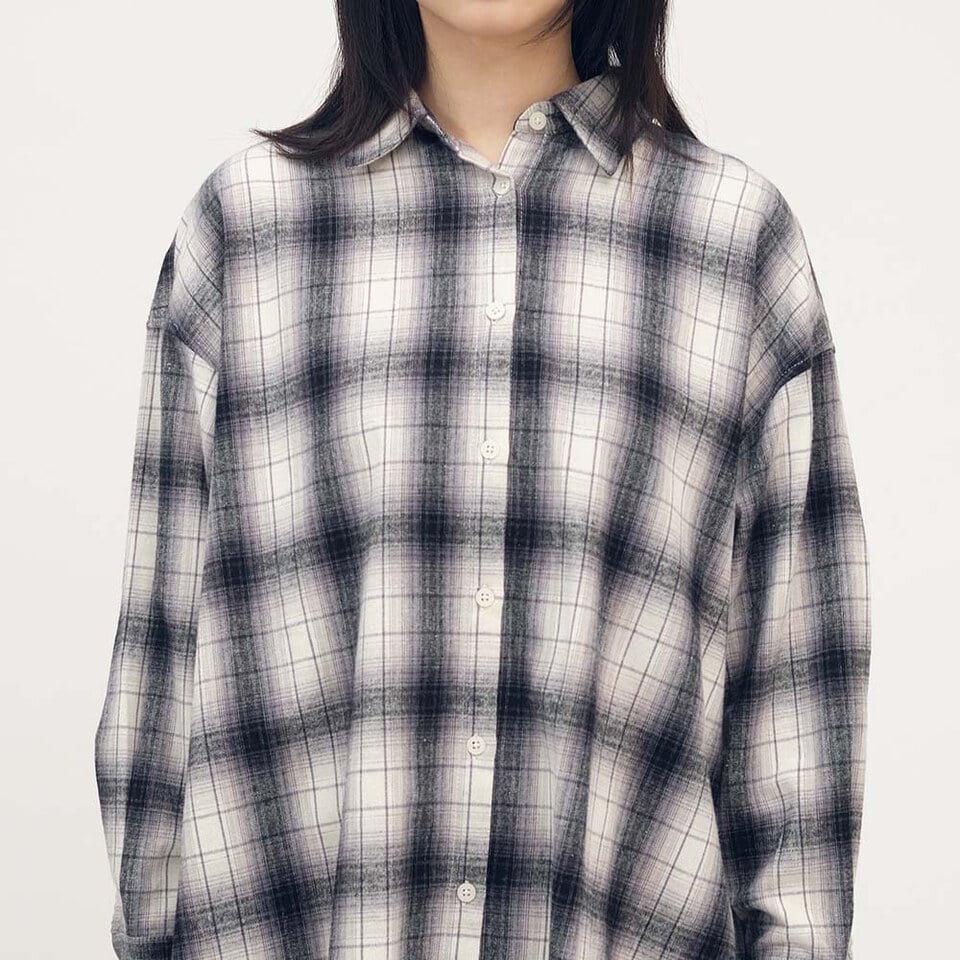 流蘇下擺格紋襯衫