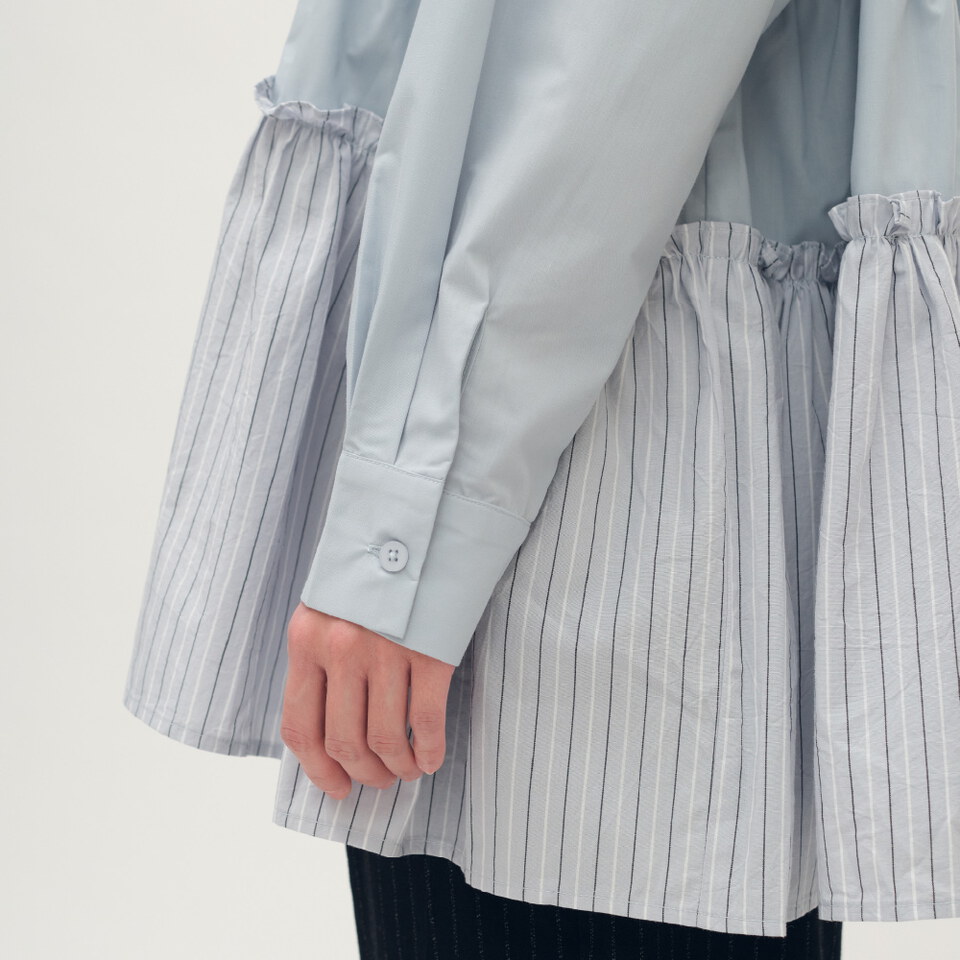 拼接細褶蛋糕襯衫