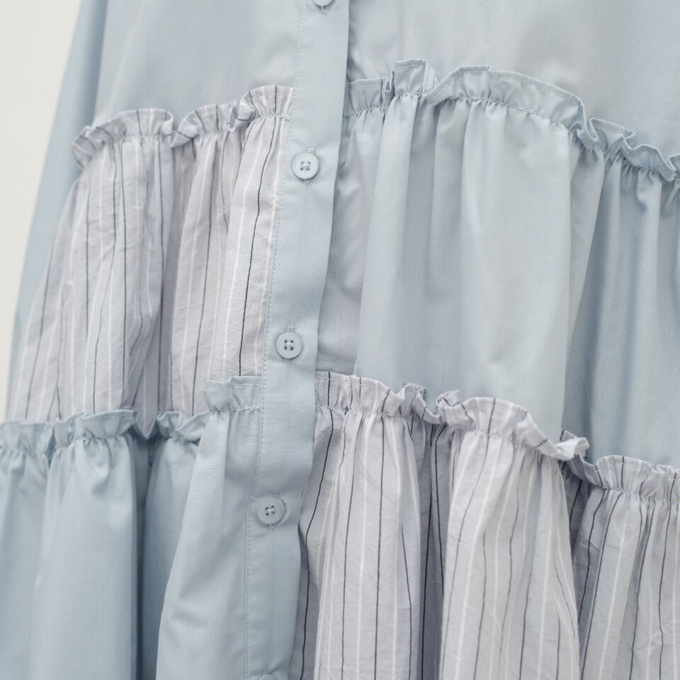 拼接細褶蛋糕襯衫