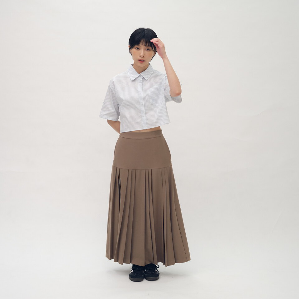 氣球下擺短袖襯衫