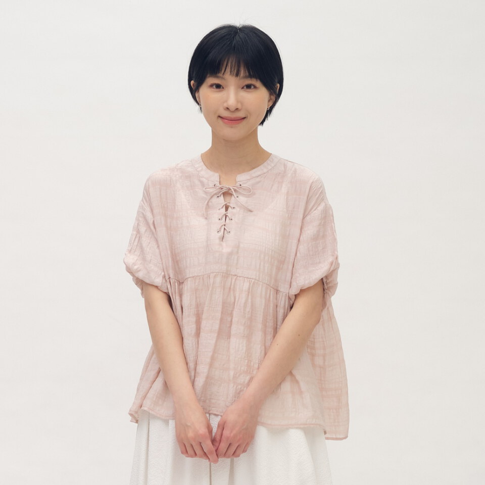 V領綁帶套頭襯衫