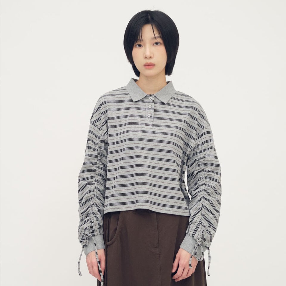 SAA3602-261 抽繩條紋POLO衫
