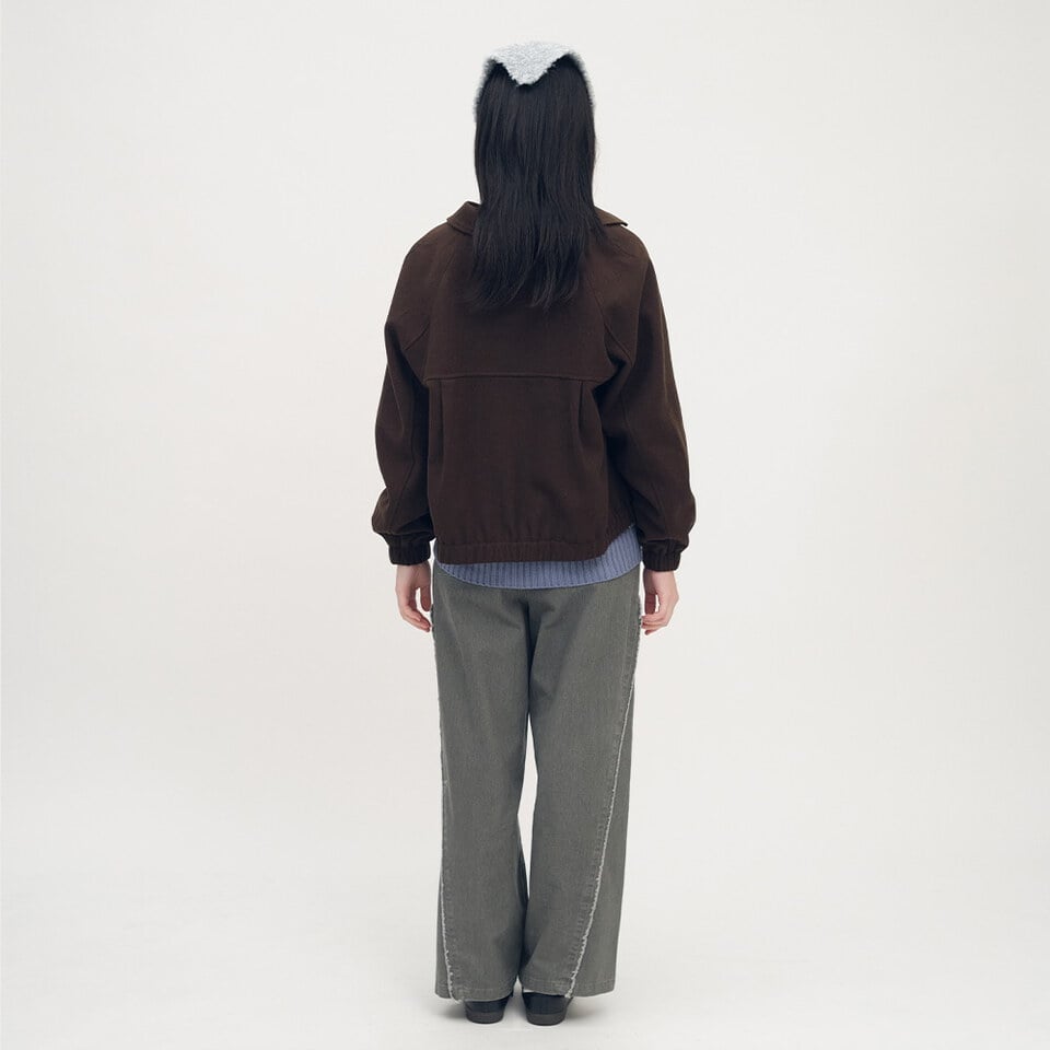 不收邊剪接水洗寬褲