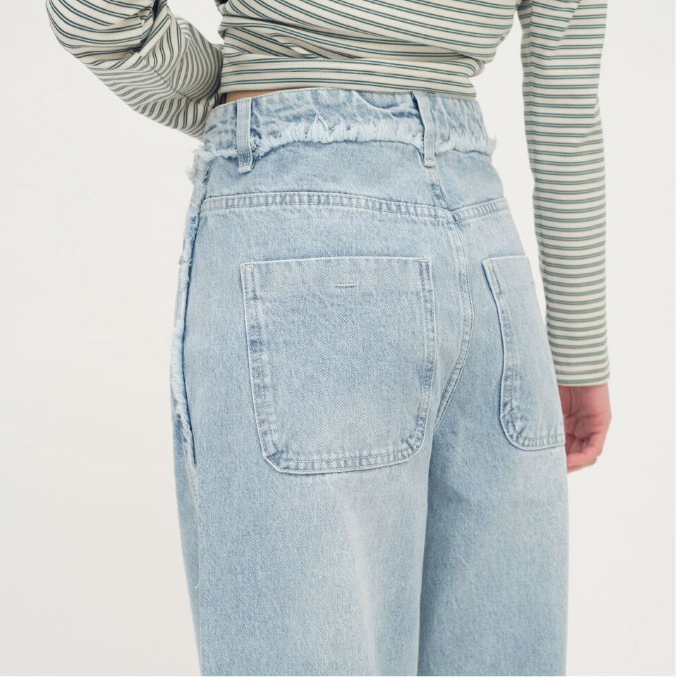 不收邊丹寧寬褲