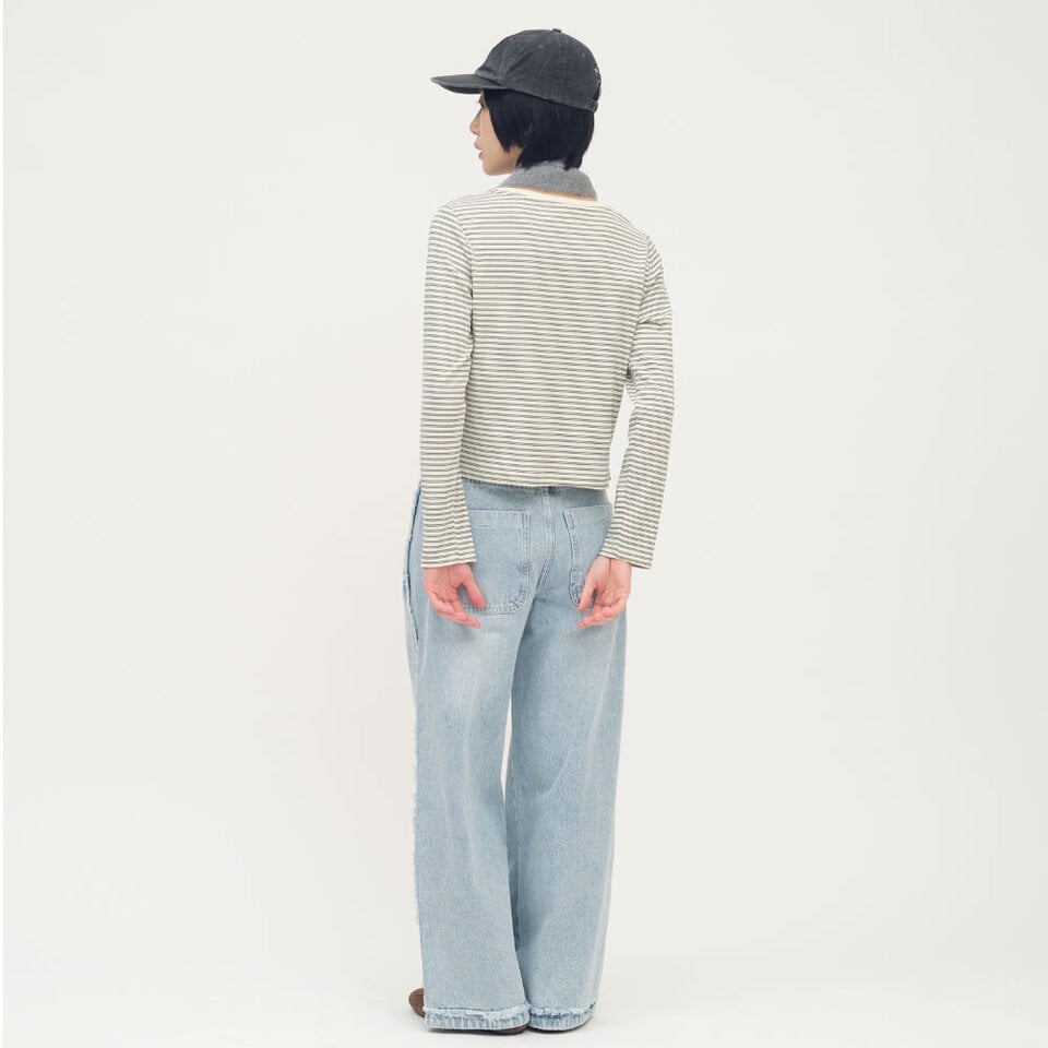 不收邊丹寧寬褲