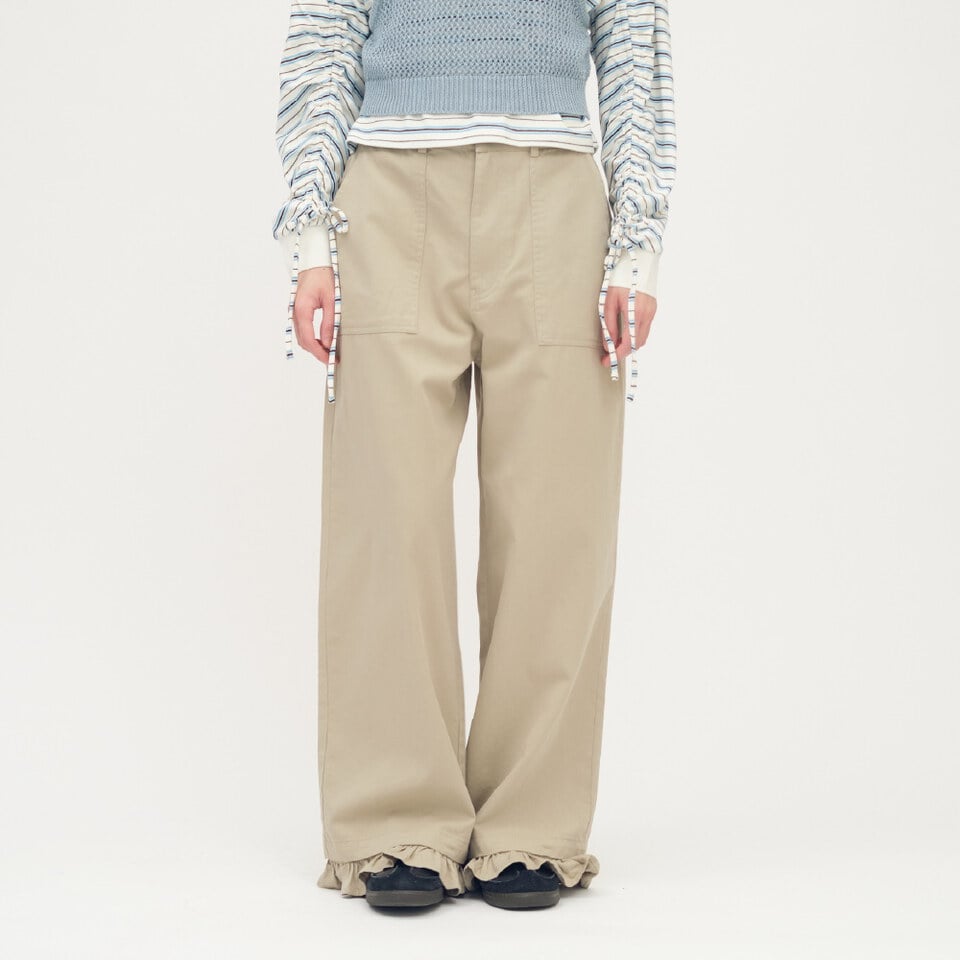 SAA4023-261 2WAY 可拆荷葉下擺寬褲