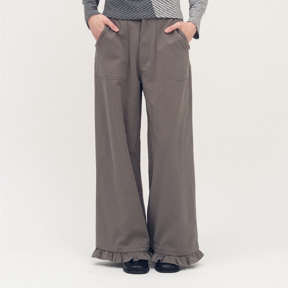 2WAY 可拆荷葉下擺寬褲