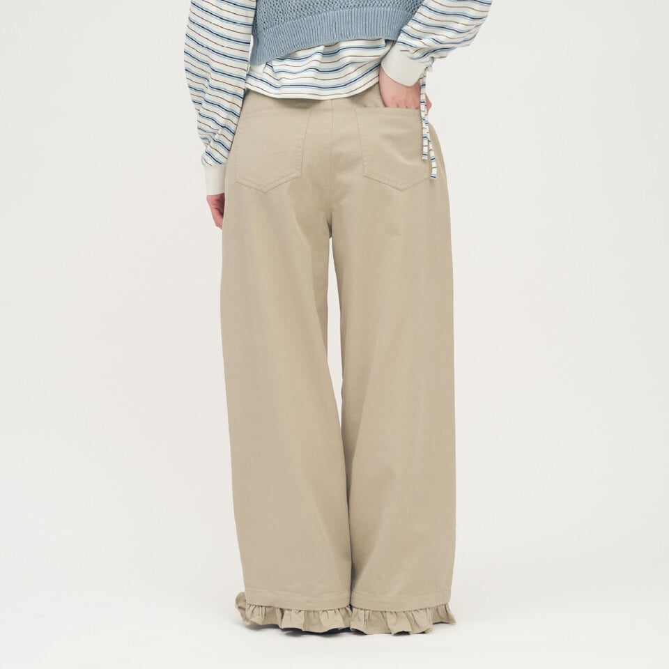 2WAY 可拆荷葉下擺寬褲