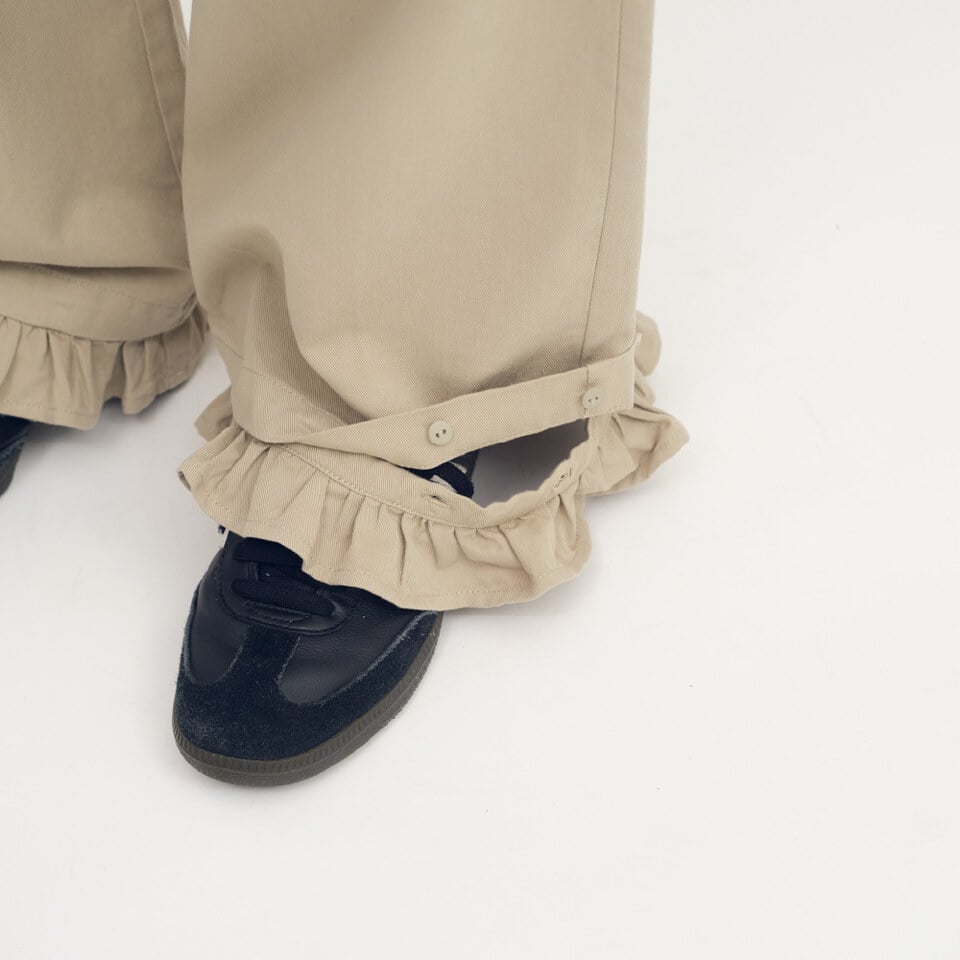 2WAY 可拆荷葉下擺寬褲