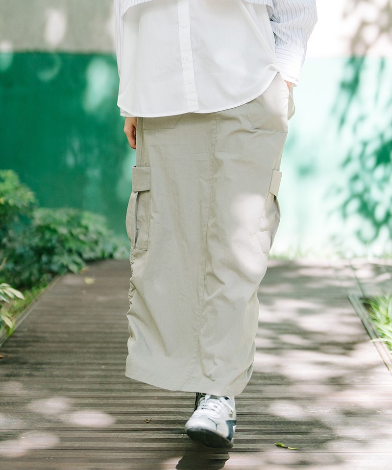 抽繩口袋工裝裙