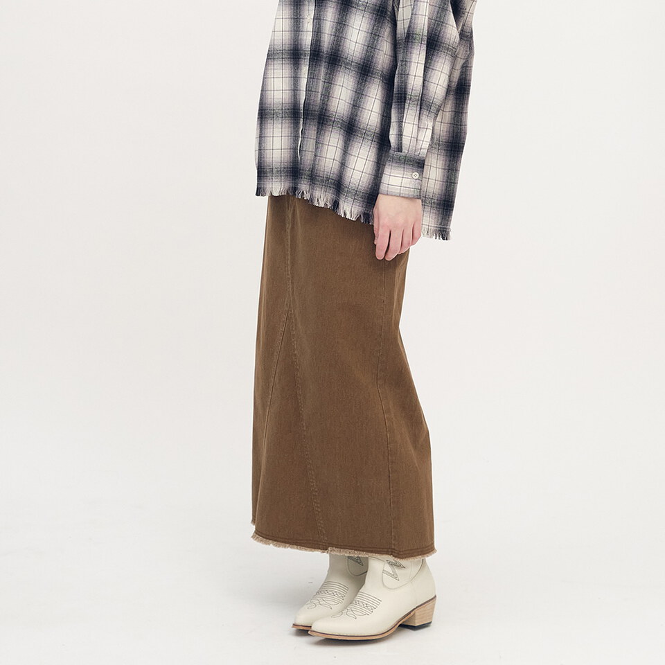 不收邊水洗長裙