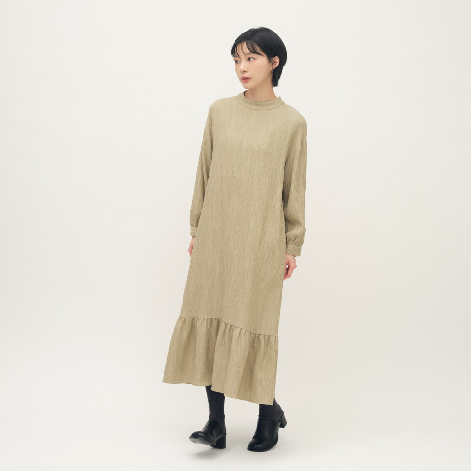 壓紋魚尾下擺洋裝