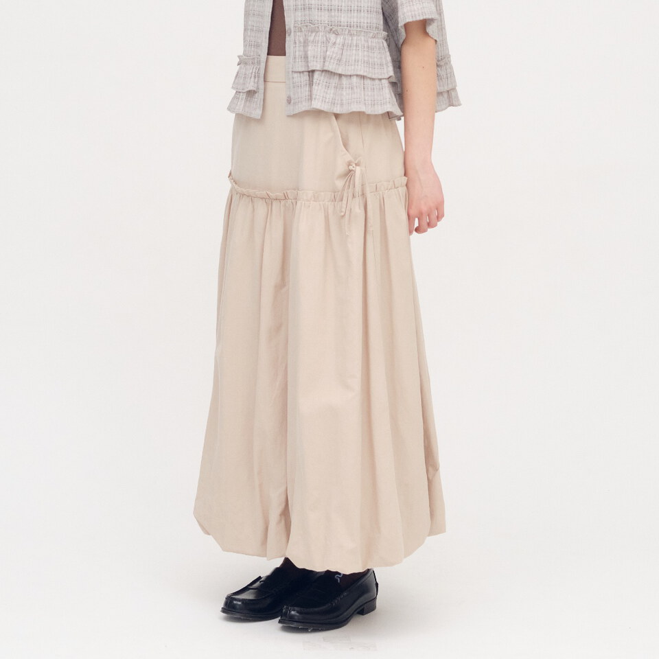 綁帶剪接氣球裙