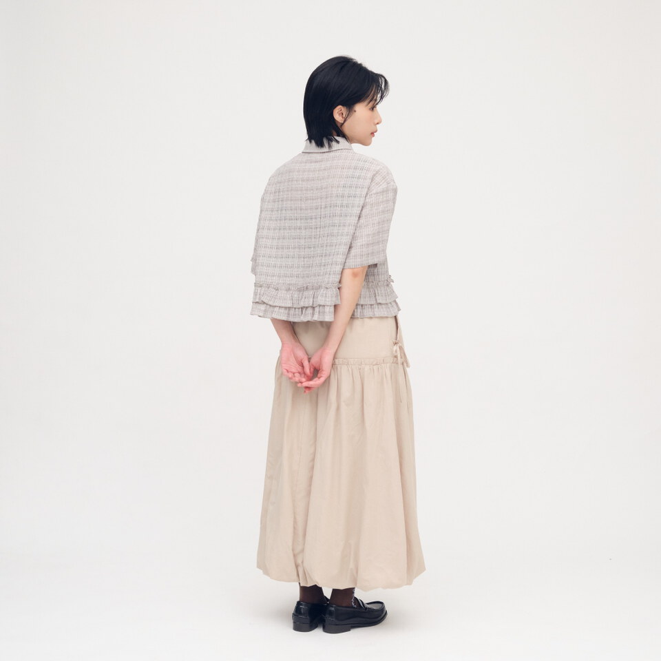 綁帶剪接氣球裙