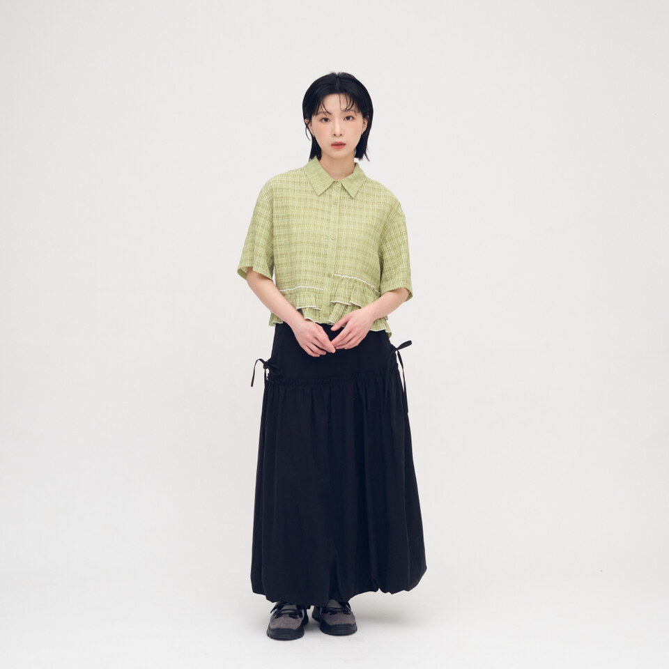 綁帶剪接氣球裙