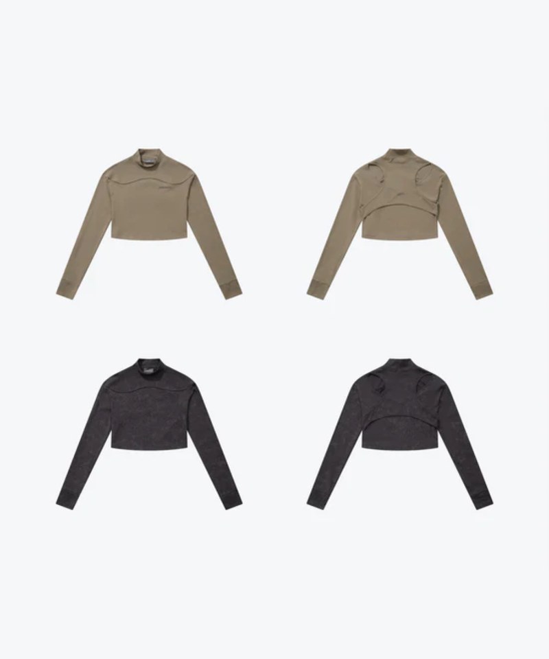 微高領長袖上衣 Racerback Hollow LS