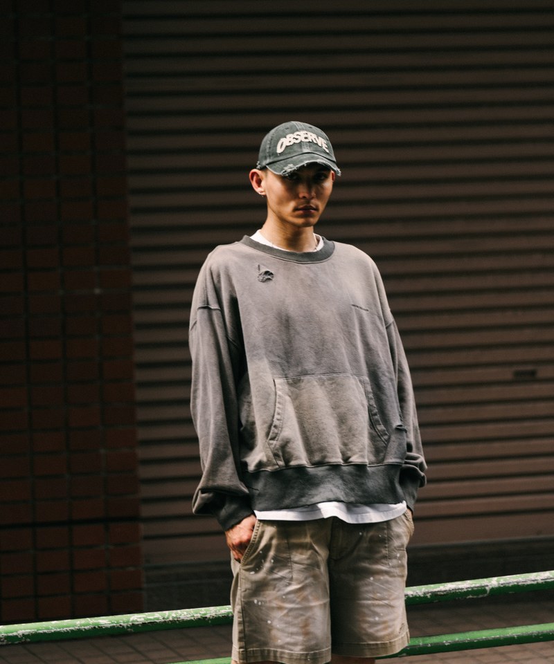 寬鬆水洗上衣 Distressed Crew Neck