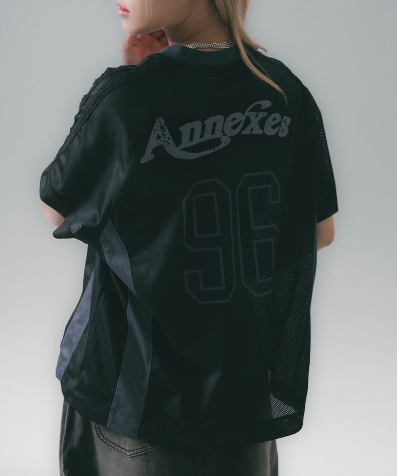 SNS0142W-251 拼接足球上衣 Football Mesh Oversize T-Shirts