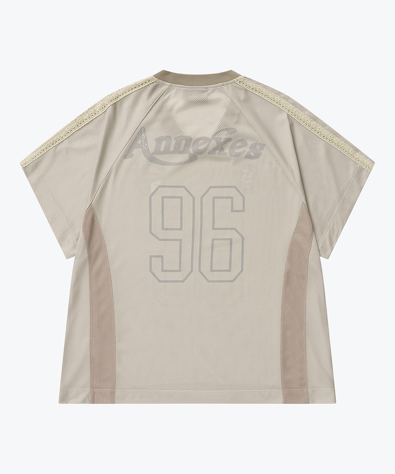 SNS0142W-251 拼接足球上衣 Football Mesh Oversize T-Shirts