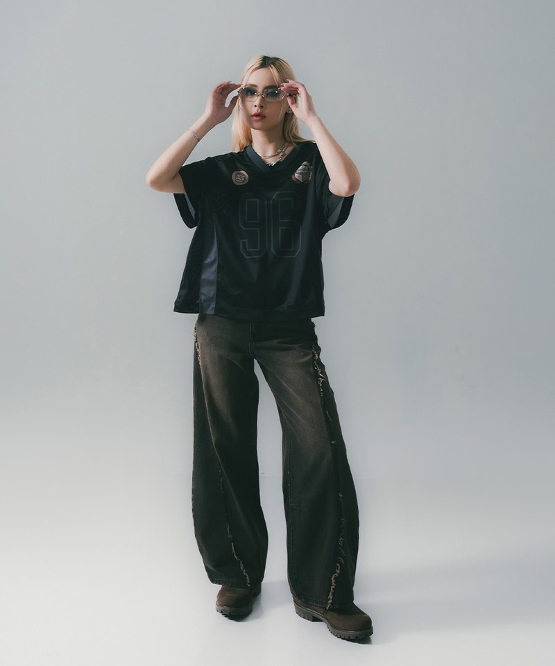 SNS0142W-251 拼接足球上衣 Football Mesh Oversize T-Shirts