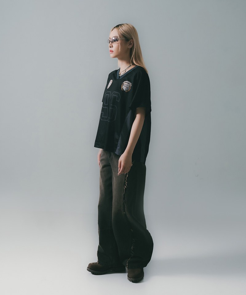 SNS0142W-251 拼接足球上衣 Football Mesh Oversize T-Shirts
