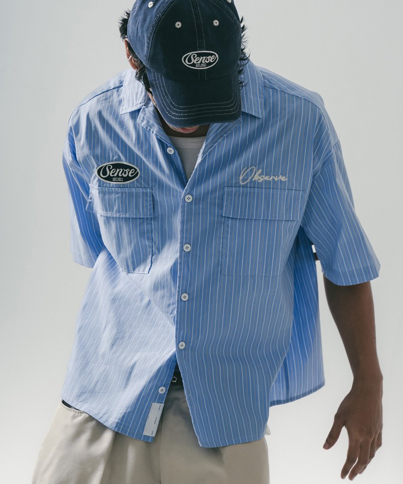 古巴領條紋襯衫 Short Cut Stripe Shirt