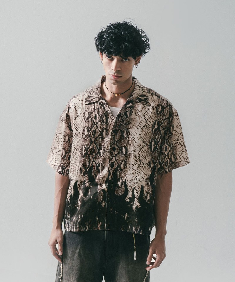 蛇紋印花襯衫 Snake Print With Flame Shirt