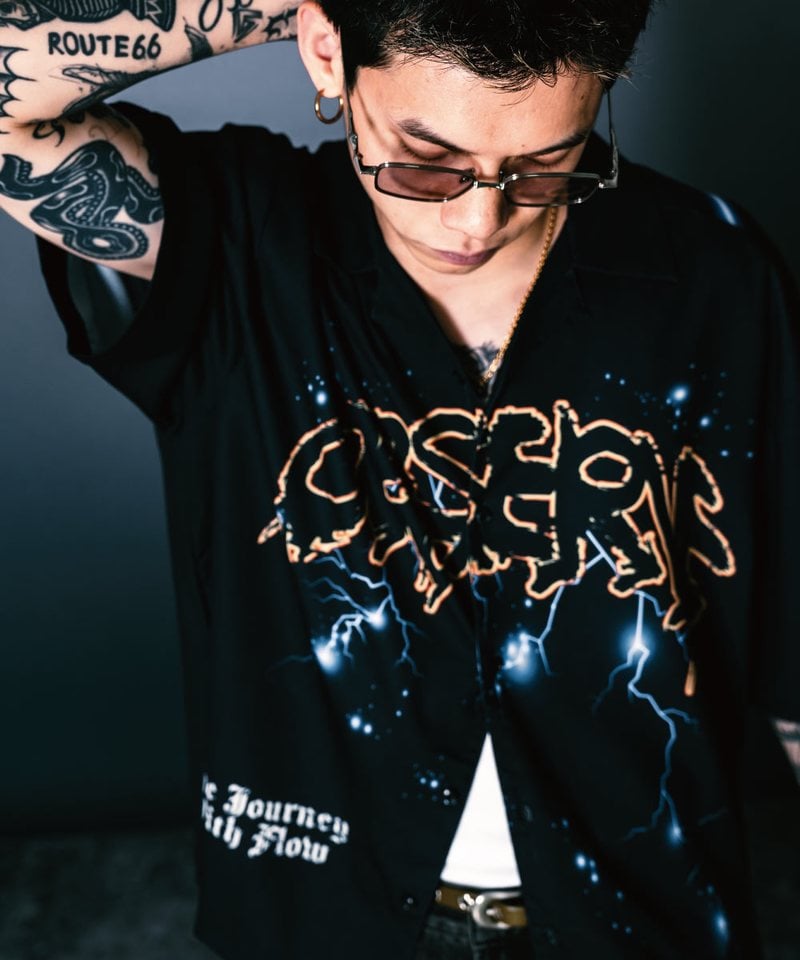 SNS0225-252 閃電圖案開領襯衫 Thunder Light Print Shirt