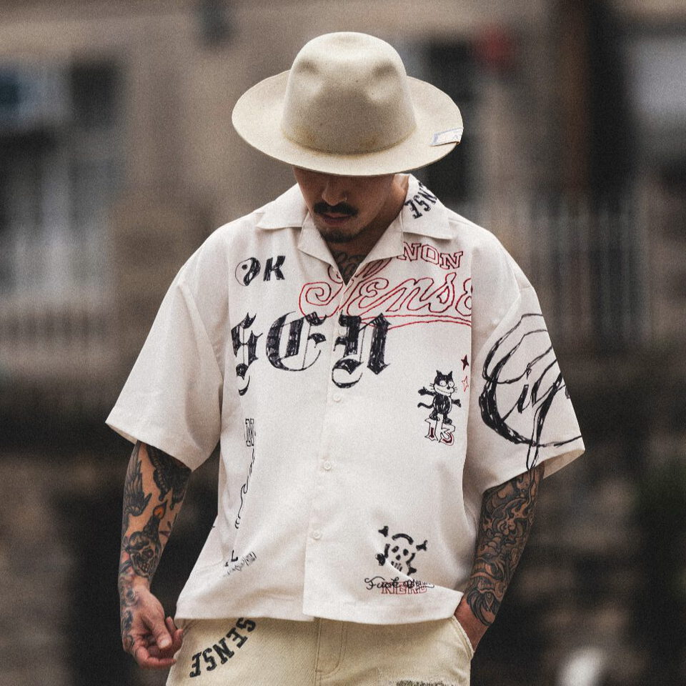 sense x Katol 聯名塗鴉襯衫 Graffiti Sketch Camp Shirt