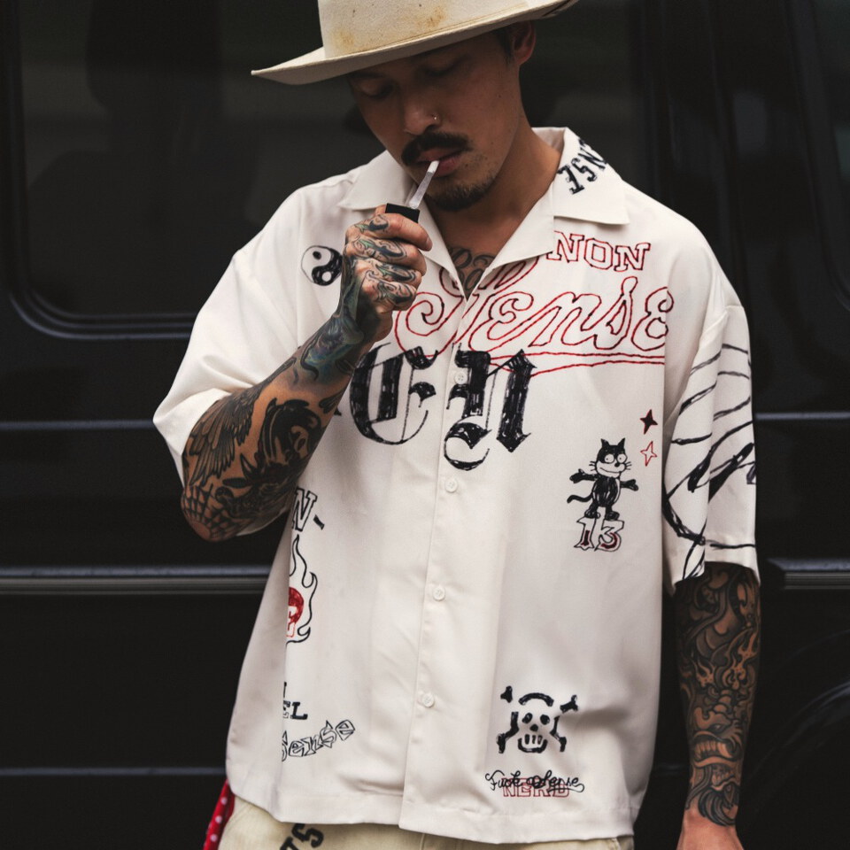 sense x Katol 聯名塗鴉襯衫 Graffiti Sketch Camp Shirt