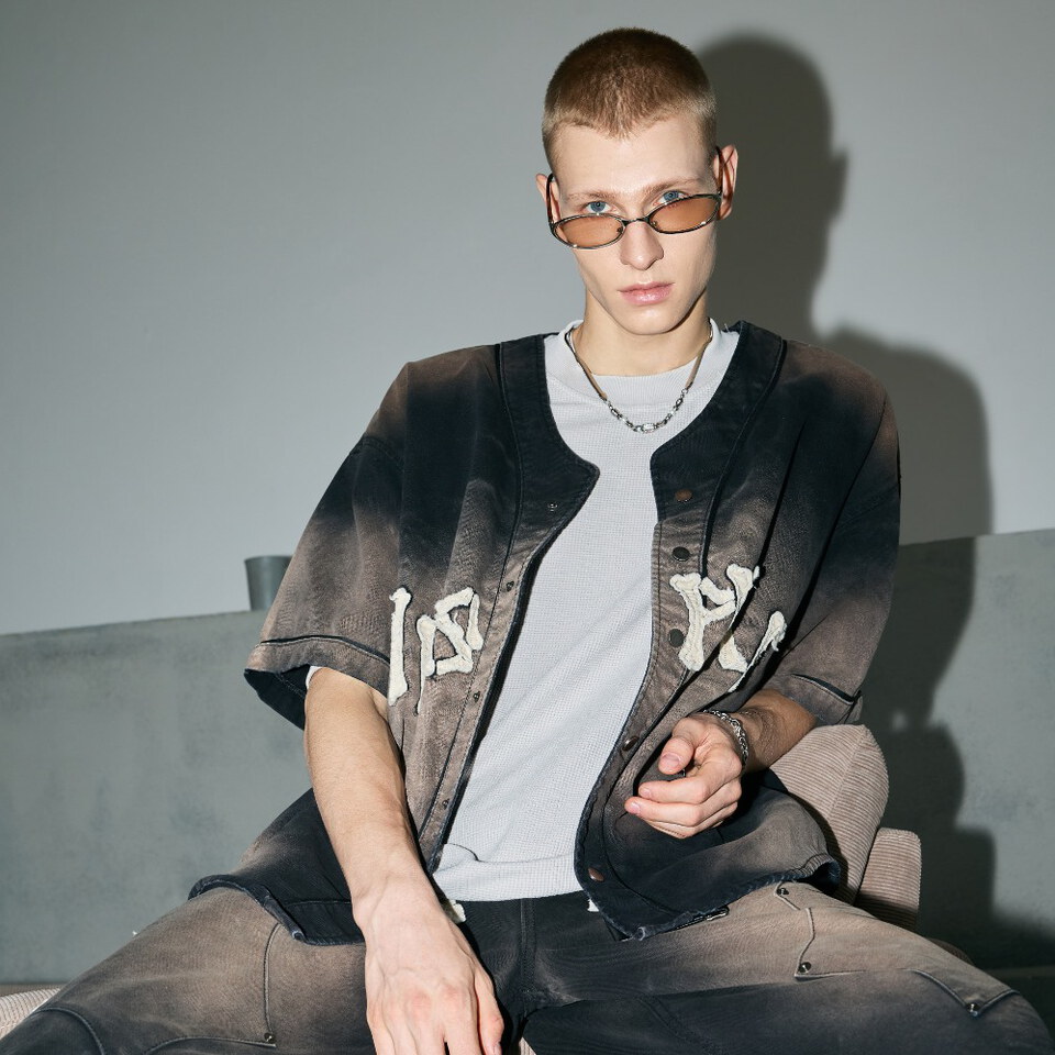 SNS0230-262 貼布棒球衫 Bone Applique Baseball Jersey