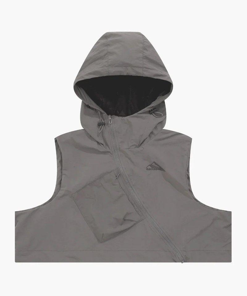連帽背心外套 Diagonal Zipper Vest