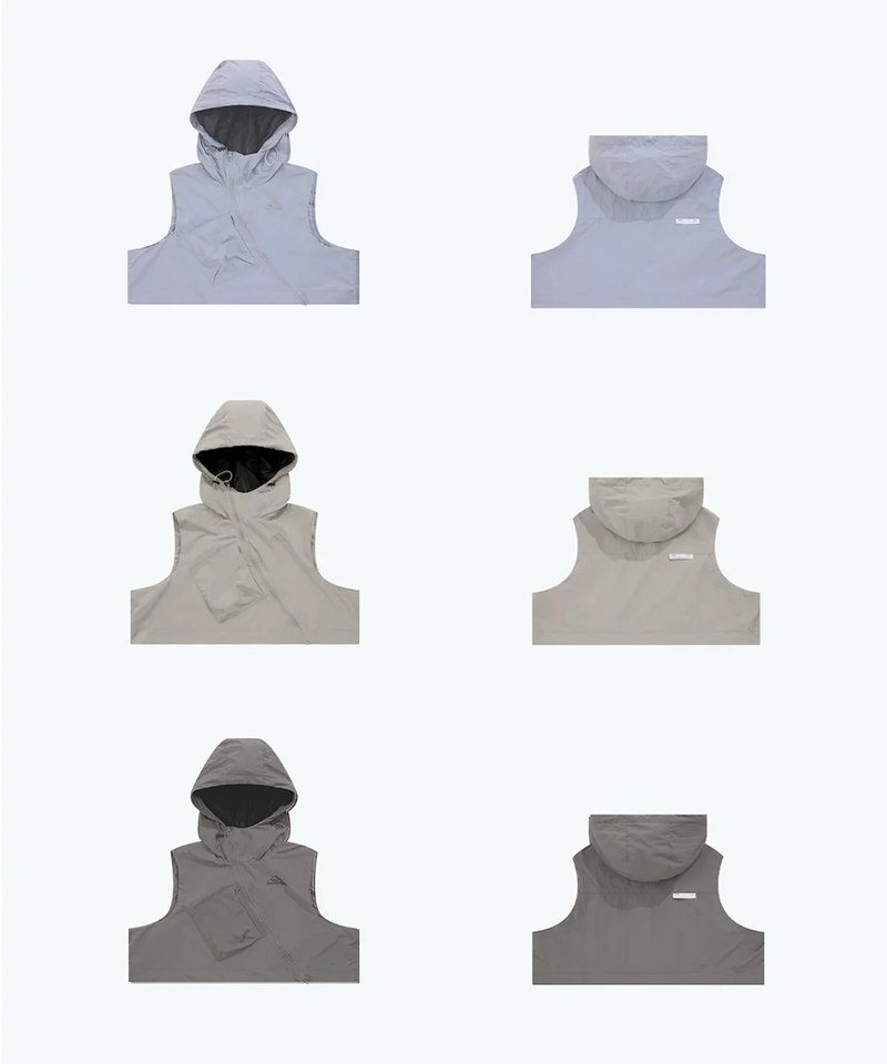連帽背心外套 Diagonal Zipper Vest