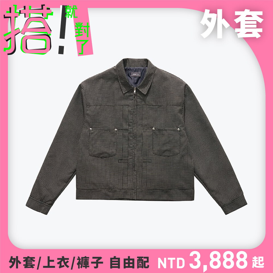 刺繡格紋外套 Embroidered Plaid Jacket