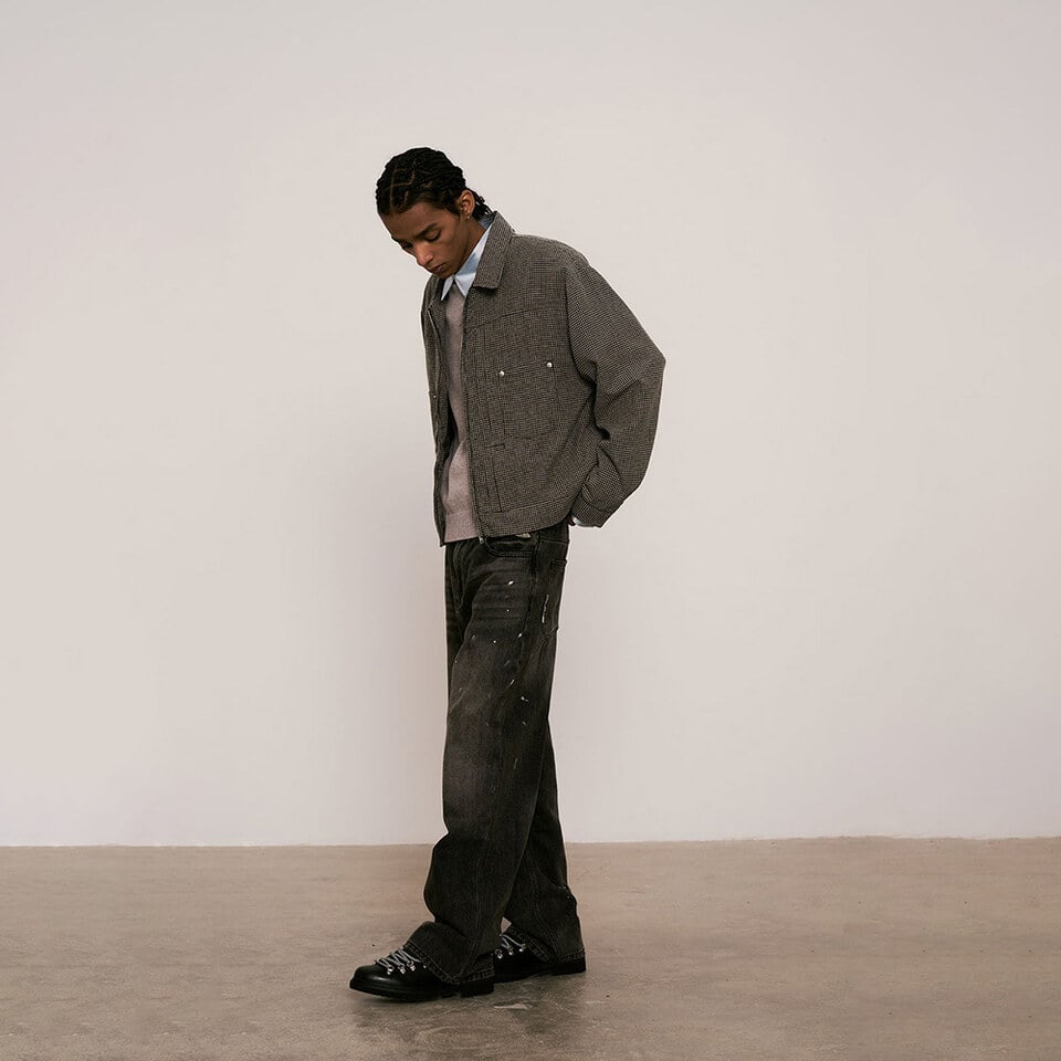 SNS1120-252 刺繡格紋外套 Embroidered Plaid Jacket