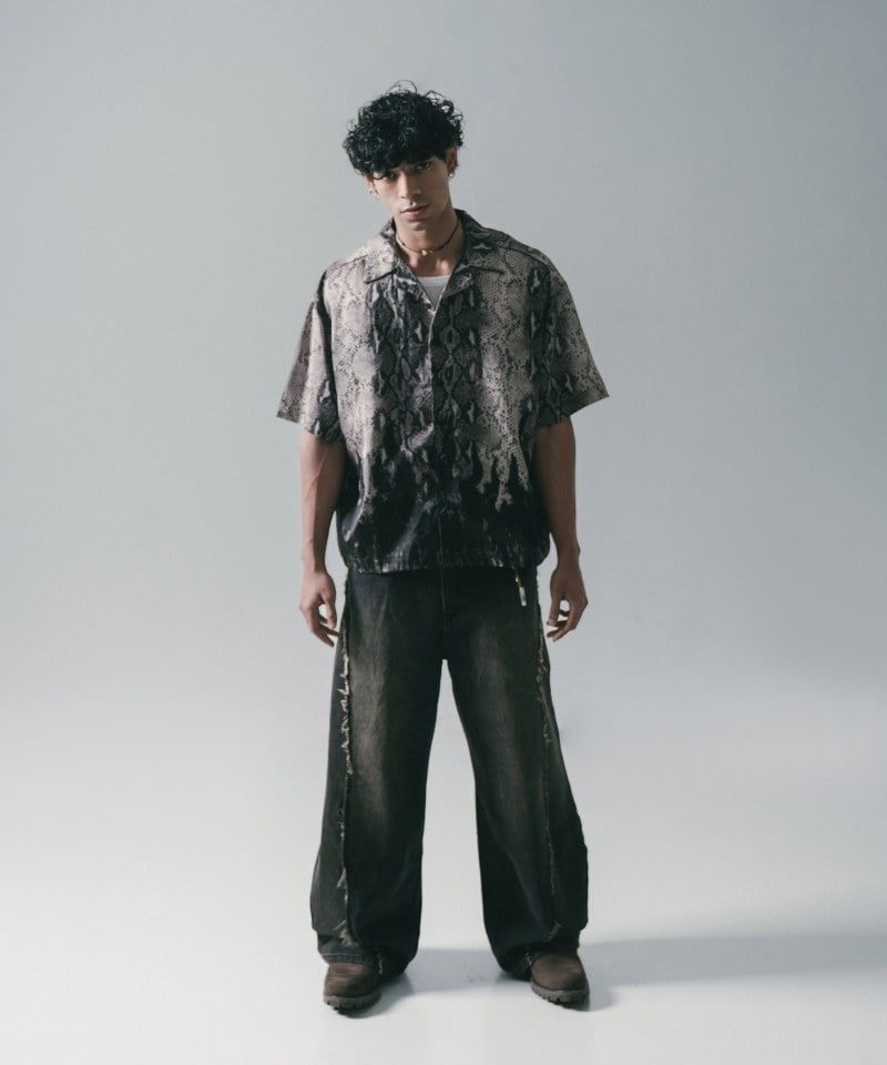 彎刀水洗牛仔長褲 Twist Seam Baggy Denim Jeans
