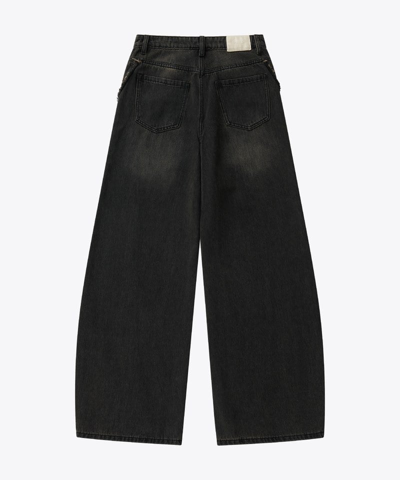 彎刀水洗牛仔長褲 Twist Seam Baggy Denim Jeans