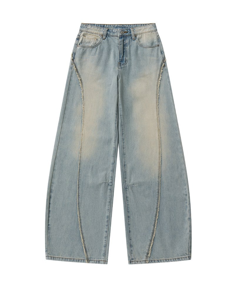 彎刀水洗牛仔長褲 Twist Seam Baggy Denim Jeans