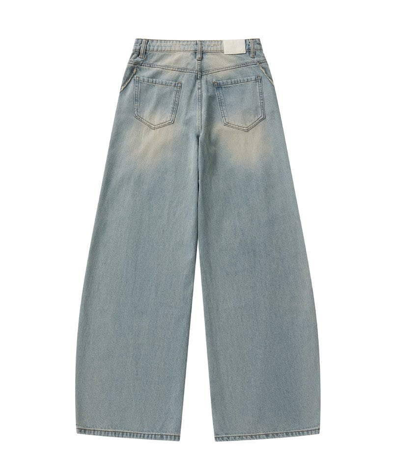 彎刀水洗牛仔長褲 Twist Seam Baggy Denim Jeans