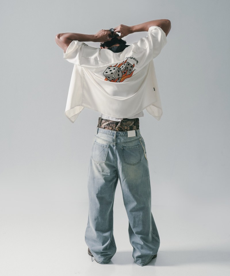 彎刀水洗牛仔長褲 Twist Seam Baggy Denim Jeans
