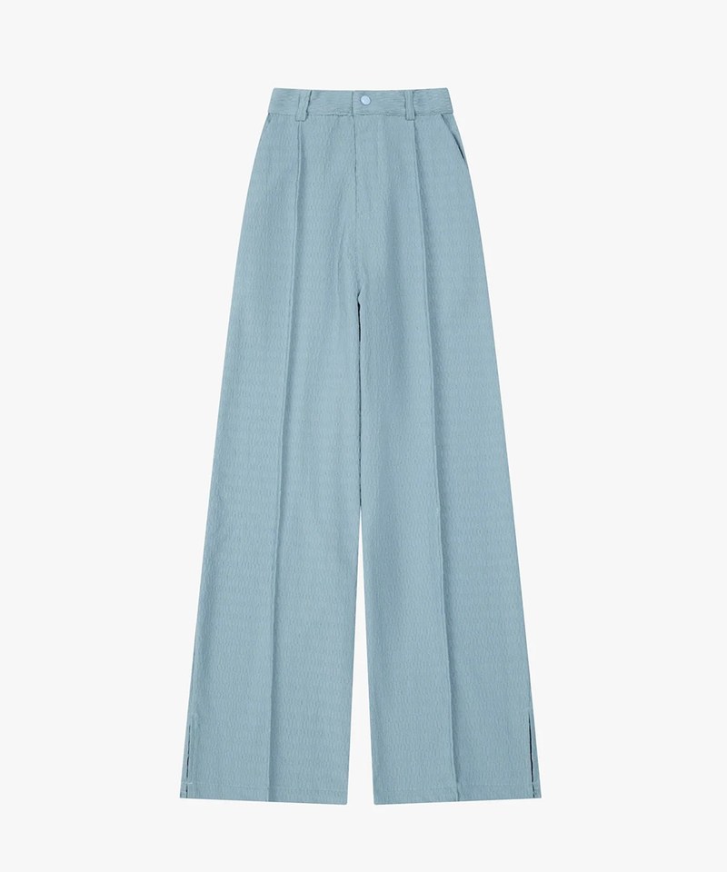 側開岔打褶長褲 HW Seersucker Pant