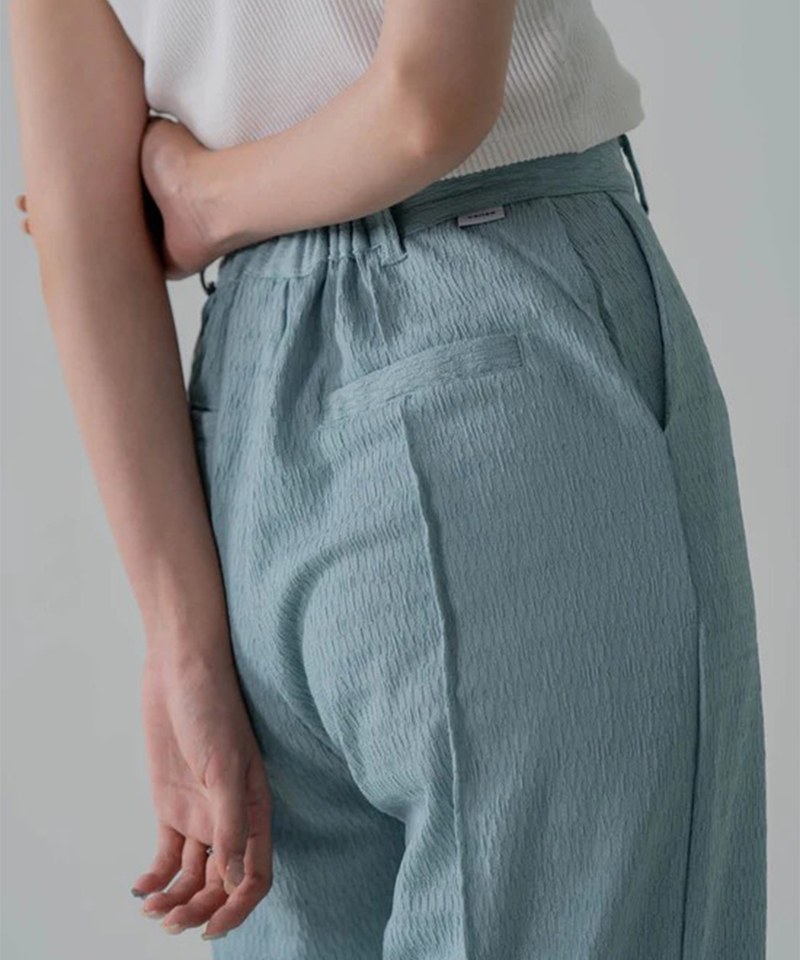 側開岔打褶長褲 HW Seersucker Pant