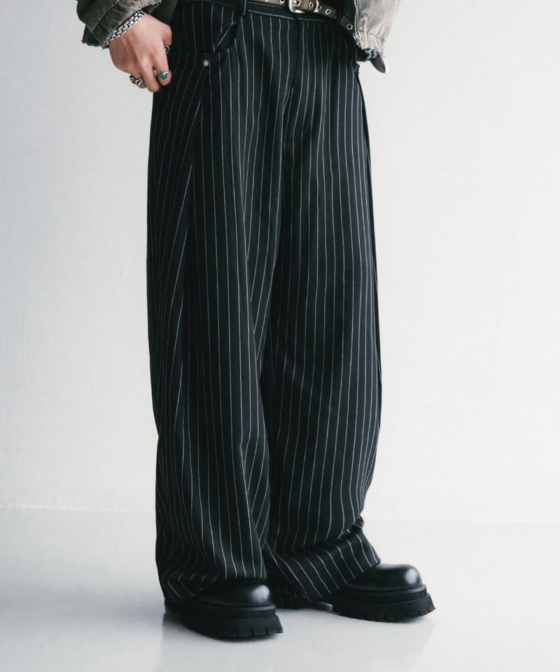 條紋西裝褲 Pleated Wide Leg Stripe Trousers